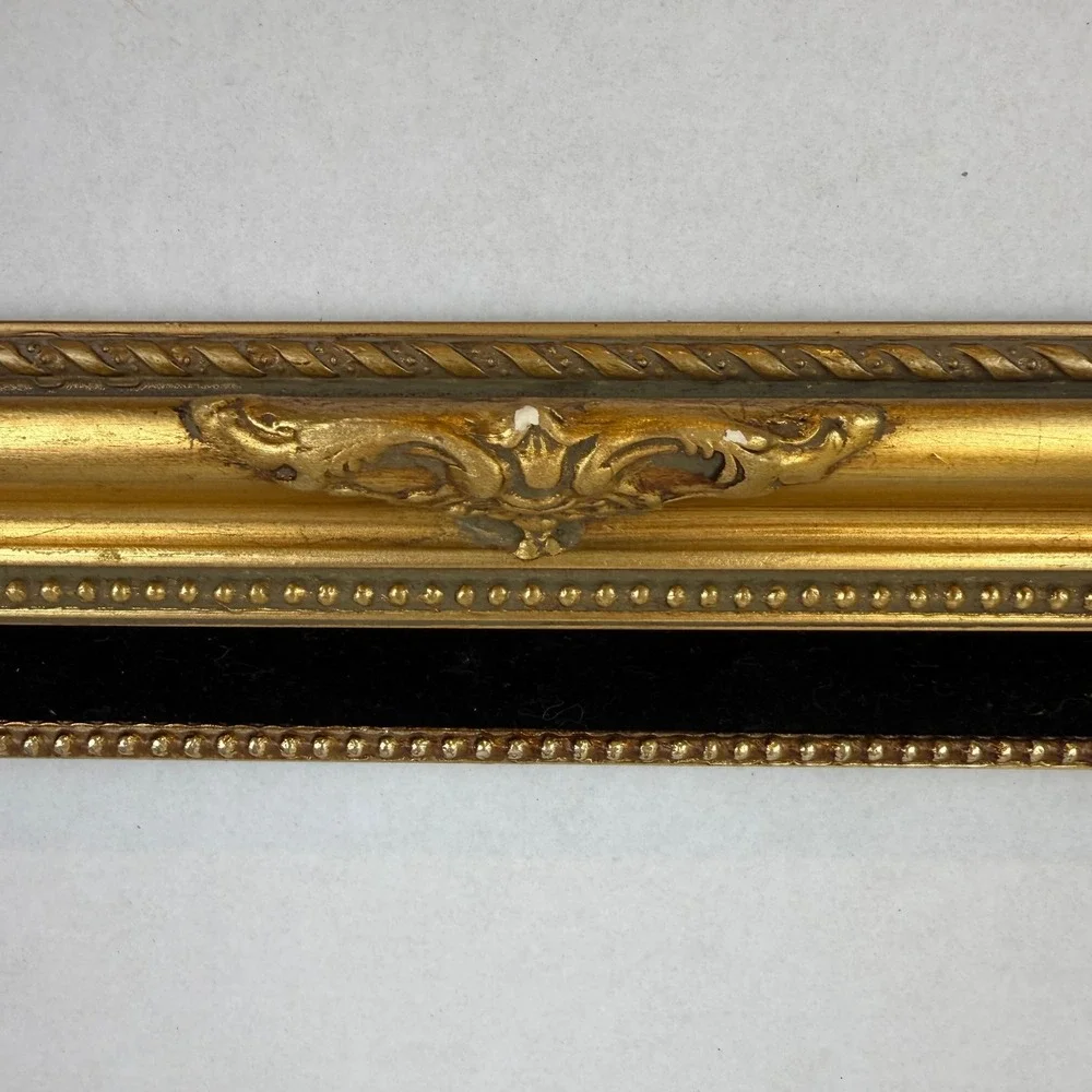 Vintage Gold Ornate Wood Picture Frame 16x20 Black Velvet Liner Baroque Style